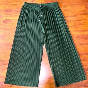 RD+Koko Pleaded Palazzo Pants Elastic Waist Draw String Hunter Green Size 2XL